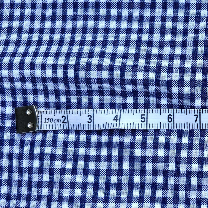 Ramie Cotton Fabric Mini Gingham Check (2906) - The Linen Lab - Blue