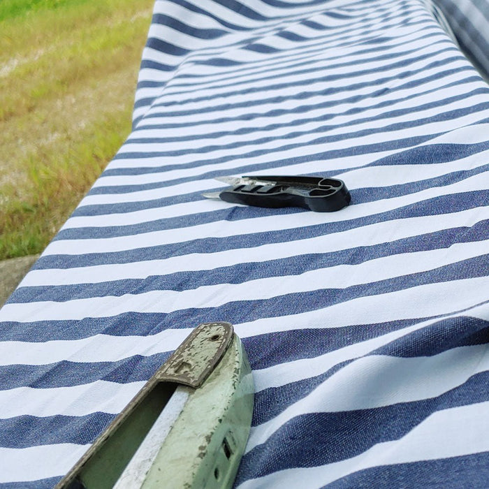 Ramie Cotton Satin Stripe Fabric (4719) - The Linen Lab - Navy