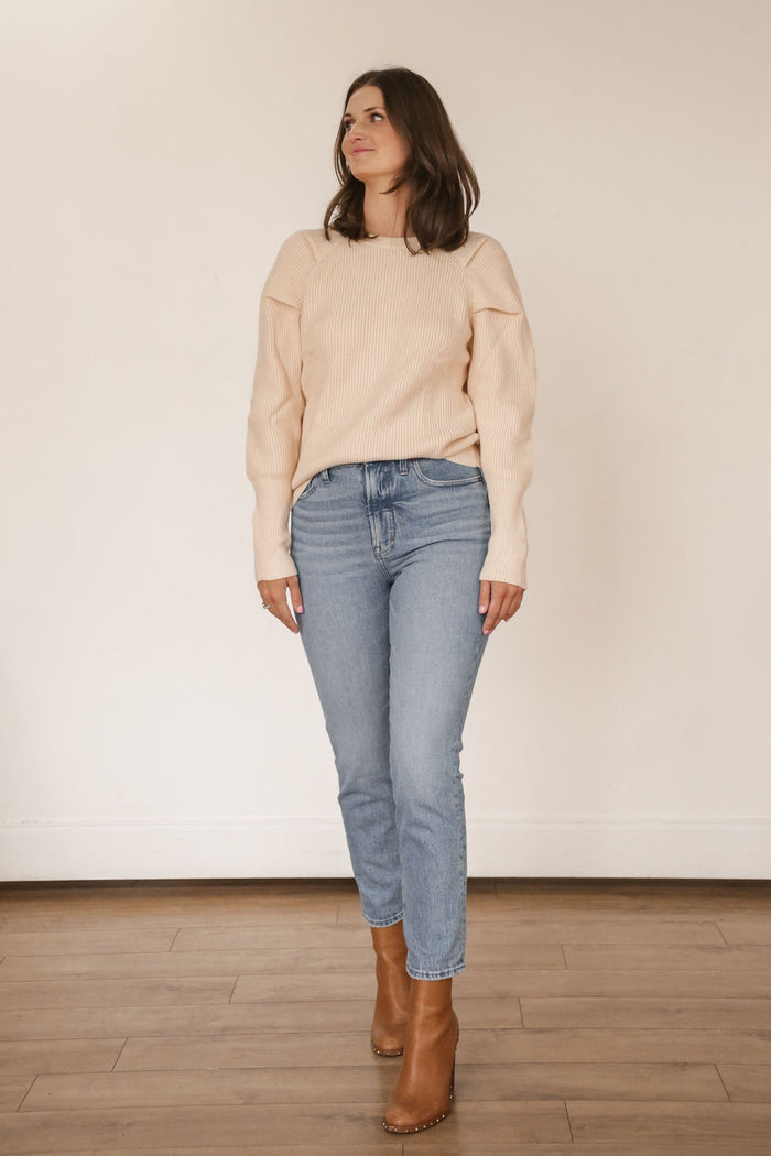 Rebekah Shoulder Puff Sleeve Sweater - LARGE LEFT