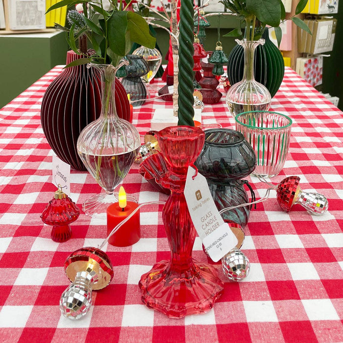 Red Fabric Gingham Tablecloth| Valentines Decor |
