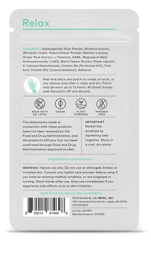 Relax Plant-Based Wellness Patch