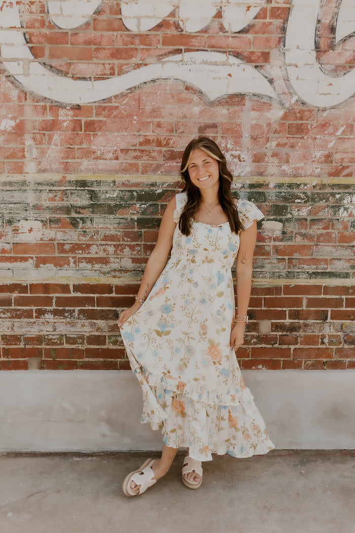 Samara Floral Scoop Neck Midi Dress