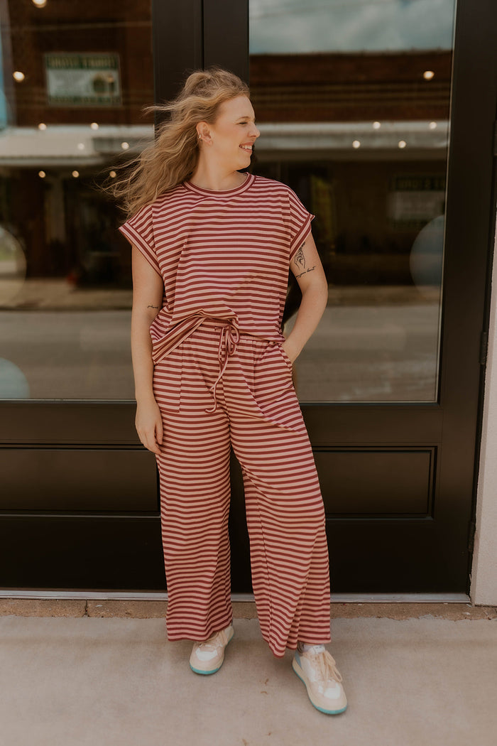 Sandbar Striped Set- Mauve