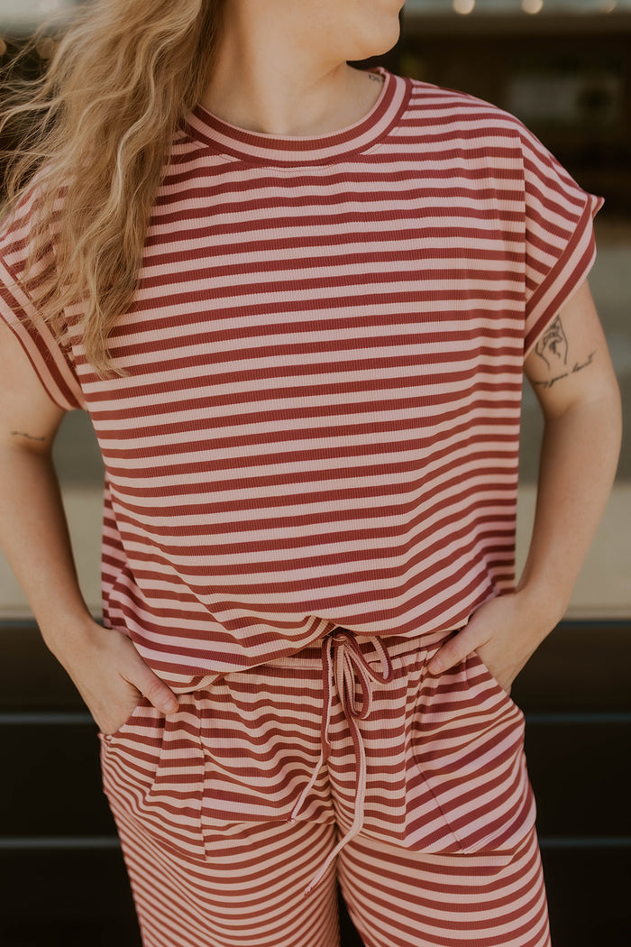 Sandbar Striped Set- Mauve