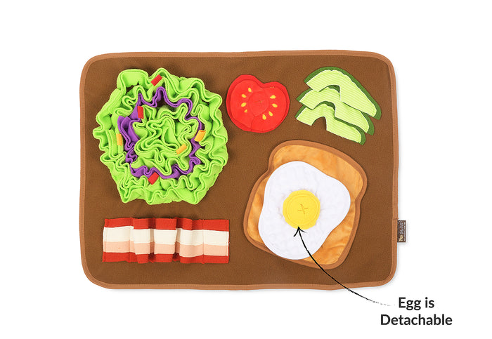 P.L.A.Y. Savory Sunrise Snuffle Mat - detachable egg feature shown