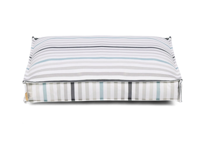 Seaside Boxy Bed in Sea Glass with stripes up head on