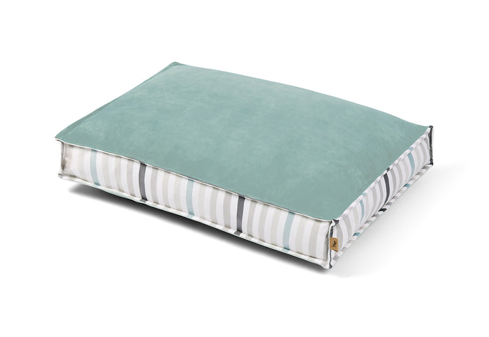 Seaside Boxy Bed in Sea Glass with solid side up