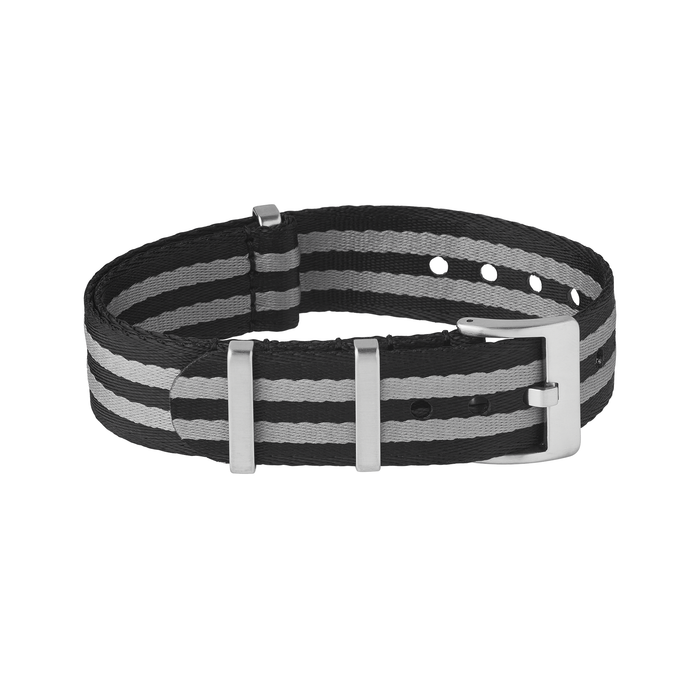 Seatbelt NATO Strap: Black/Grey