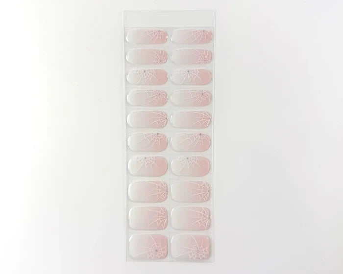 Sheet of Pink Widow semi-cured gel nail wraps in all sizes