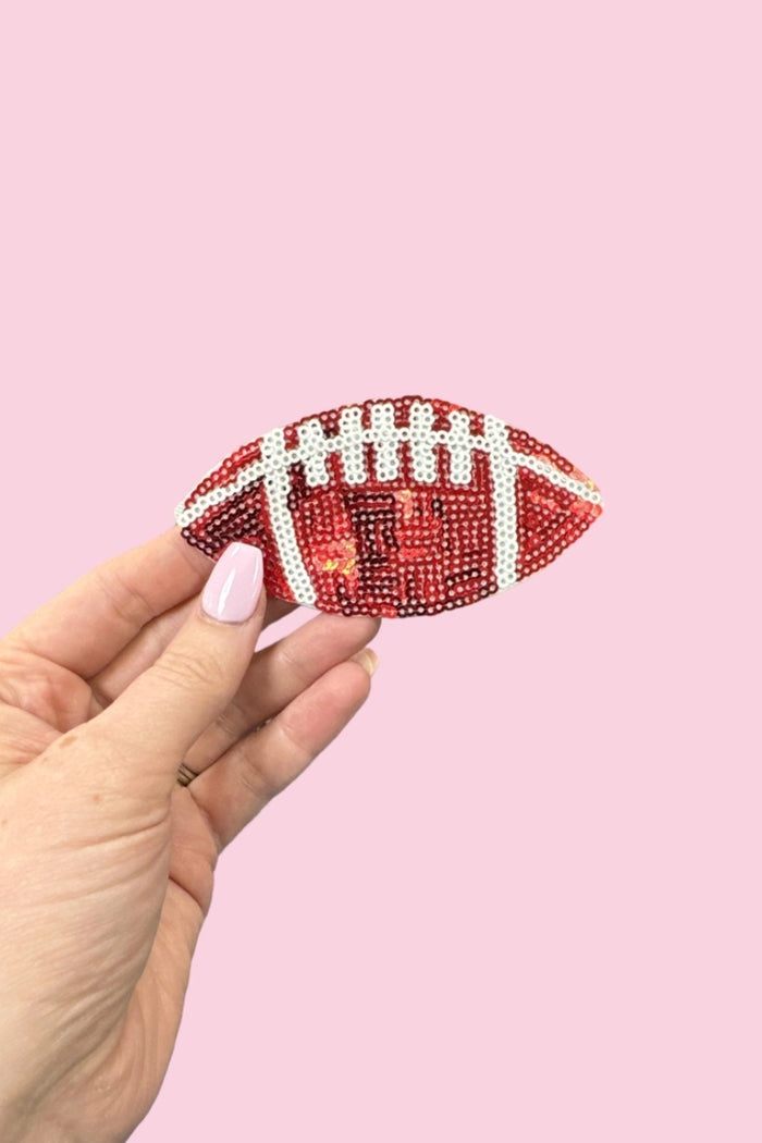 Sequin Football Patch-Red
