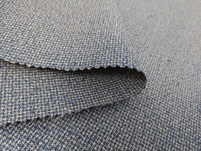 Serenity Linen Blend: Subtle Starcheck Fabric 2561 - The Linen Lab - Navy