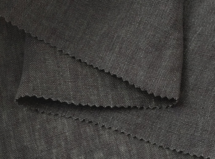 Shadow Essence: 100% Linen Dark Grey Delave Fabric 7834 - The Linen Lab - Gray(Dark)