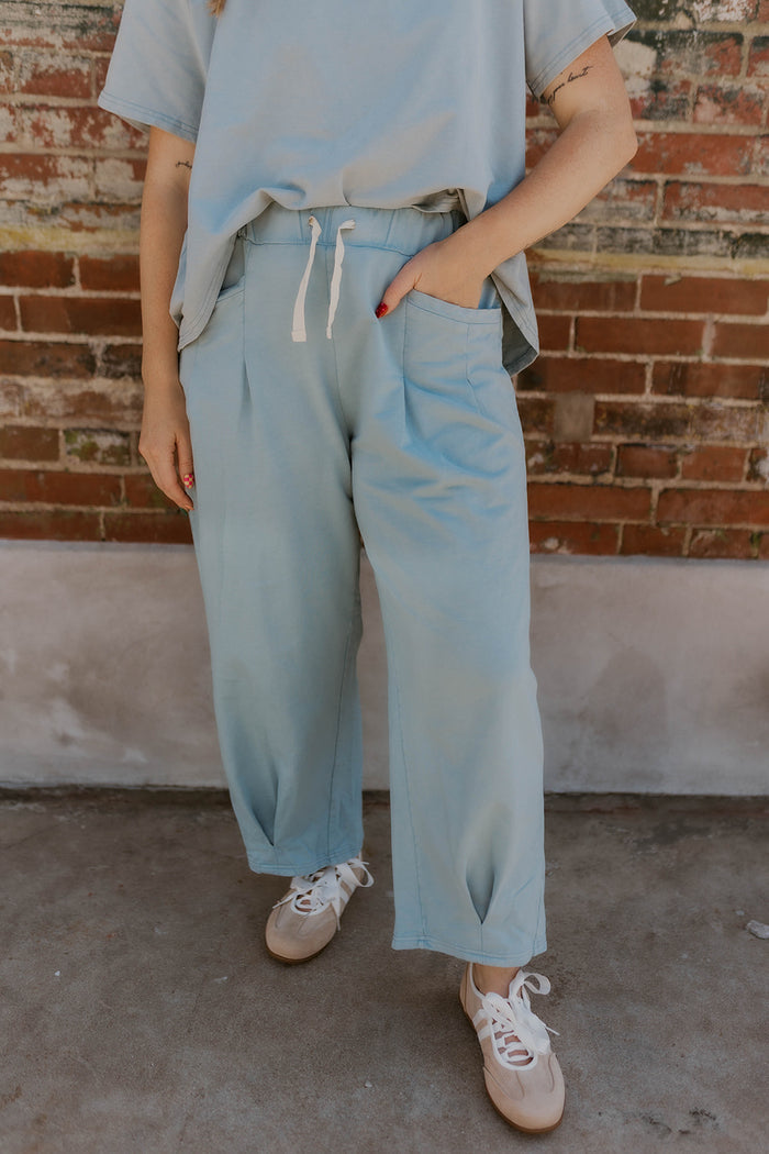 Short Sleeve Mineral Wash Set- Blue