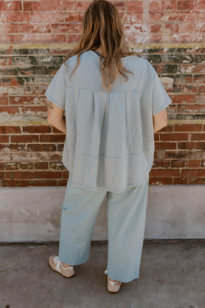 Short Sleeve Mineral Wash Set- Blue