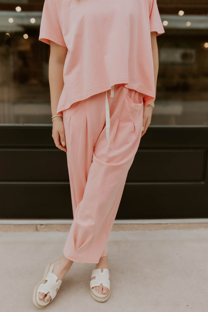 Short Sleeve Mineral Wash Set- Bubble Pink