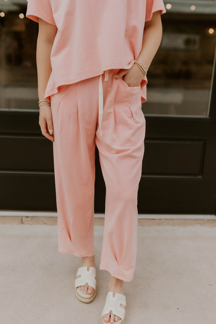Short Sleeve Mineral Wash Set- Bubble Pink