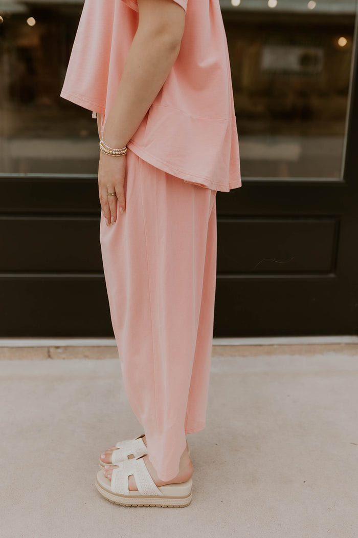 Short Sleeve Mineral Wash Set- Bubble Pink