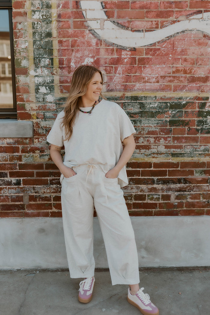 Short Sleeve Mineral Wash Set- Heather Grey