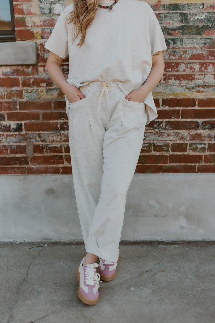 Short Sleeve Mineral Wash Set- Heather Grey