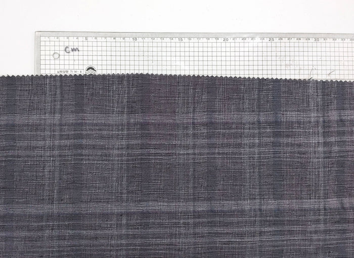 Silver Threads Plaid: Linen Blend Fabric with Metallic Effect 2725 - The Linen Lab - Grey