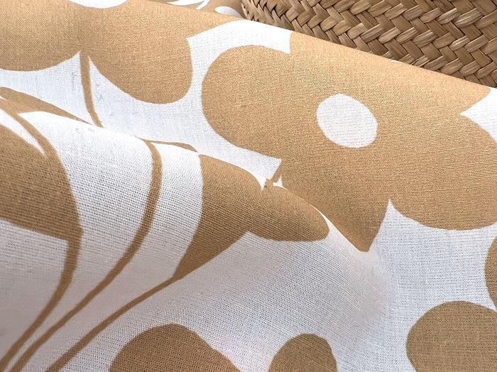 Simple Flower Print Linen Rayon Fabric – Light Weight, Pre-Washed, 44" Wide