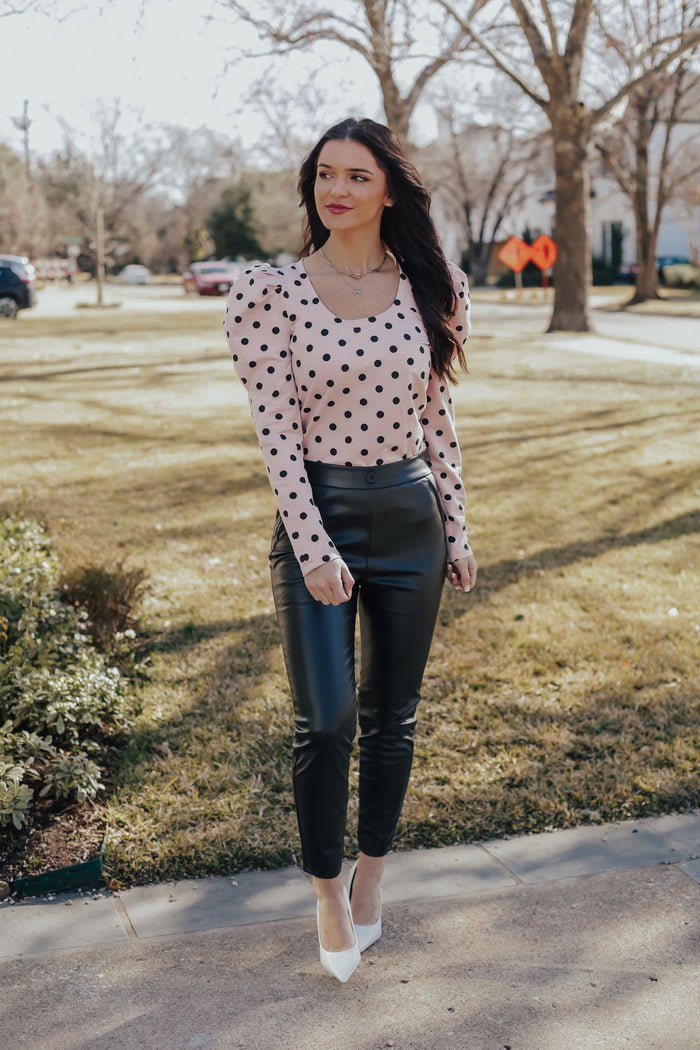 Single Button Leather Pants