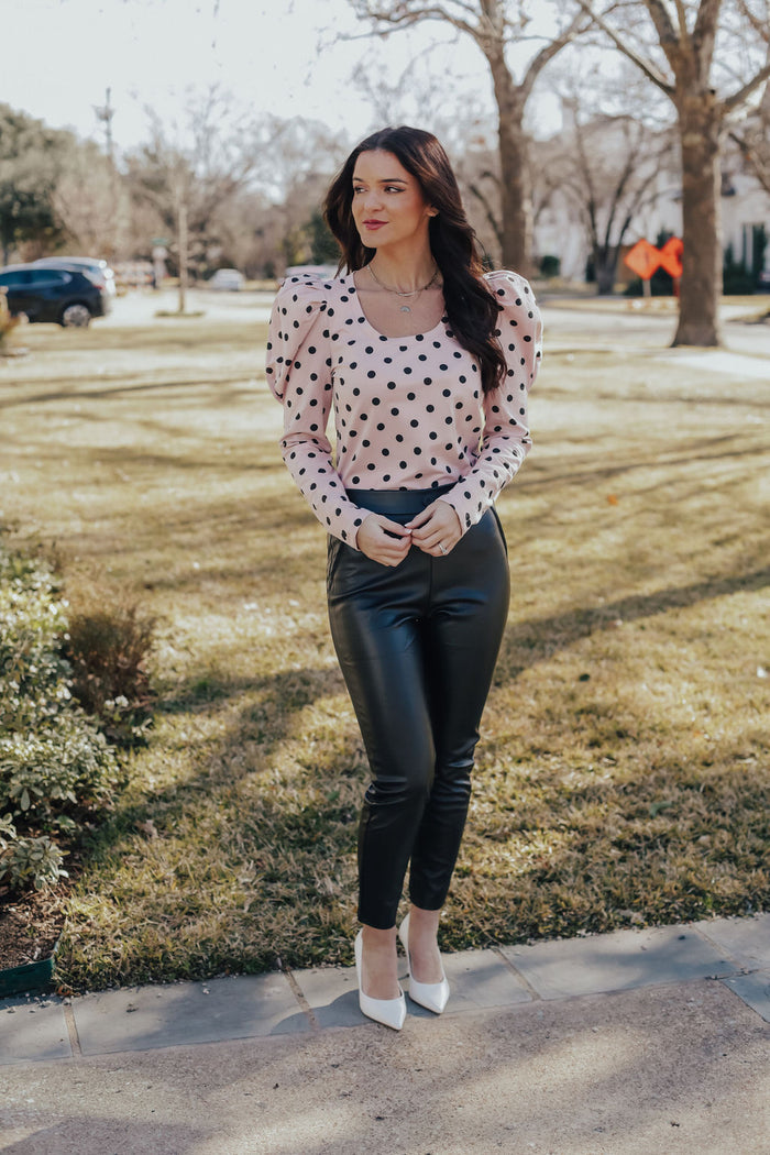 Single Button Leather Pants