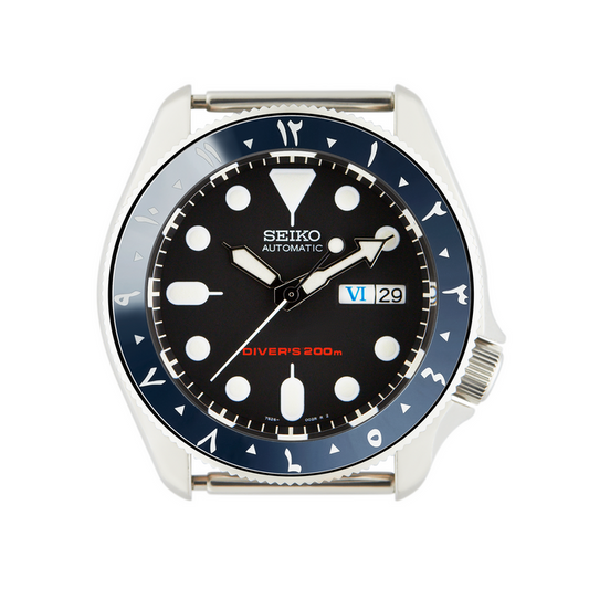 SKX007/SRPD Ceramic Bezel Insert: Arabic style Aegean Blue