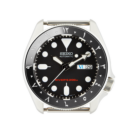 SKX007/SRPD Ceramic Bezel Insert: Arabic style Black