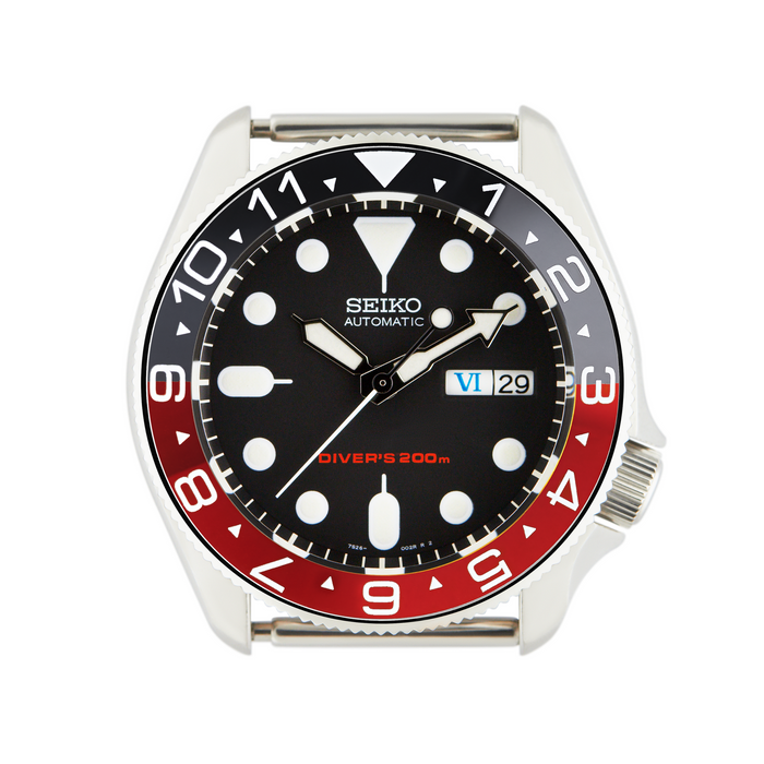 SKX007/SRPD Ceramic Bezel Insert: Dual Time style Black/Red (Coke)