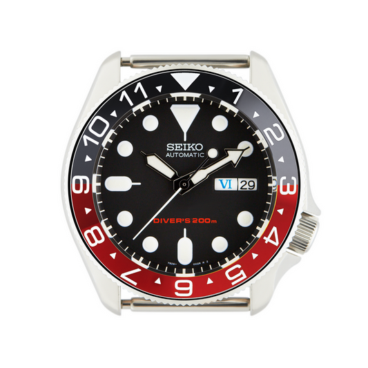 SKX007/SRPD Ceramic Bezel Insert: Dual Time style Black/Red (Coke)