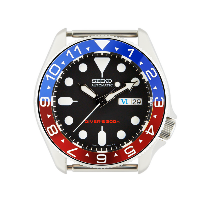 SKX007/SRPD Ceramic Bezel Insert: Dual Time style Blue/Red (Pepsi)