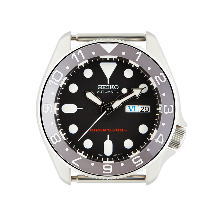 SKX007/SRPD Ceramic Bezel Insert: Dual Time style Grey/White