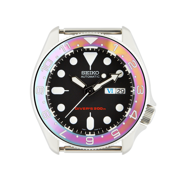 SKX007/SRPD Ceramic Bezel Insert: Dual Time style Rainbow