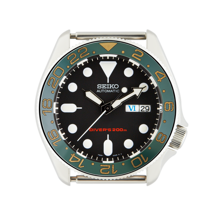 SKX007/SRPD Ceramic Bezel Insert: GMT style Green/Gold