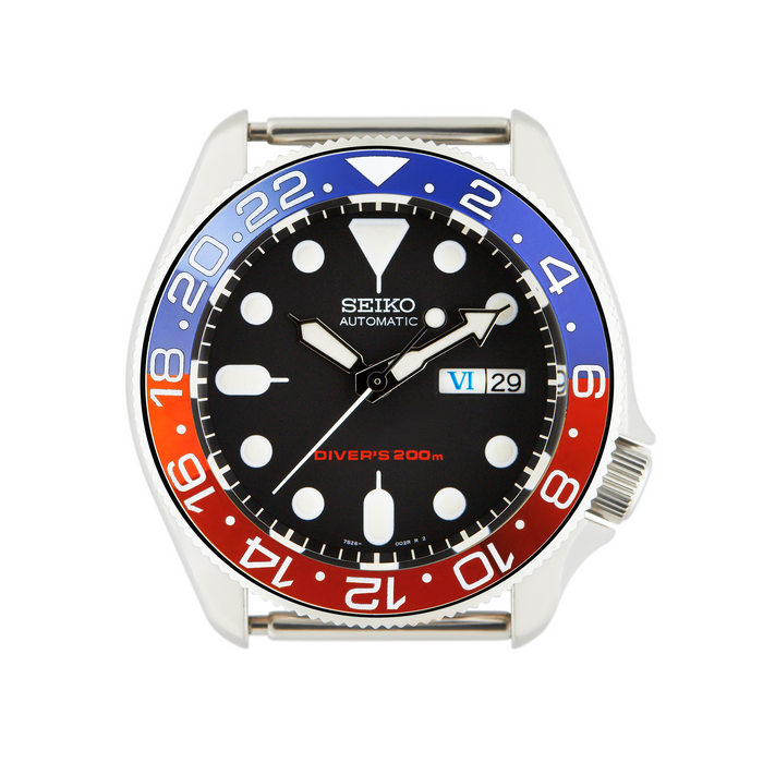 SKX007/SRPD Ceramic Bezel Insert: GMT style Red/Blue (Pepsi)