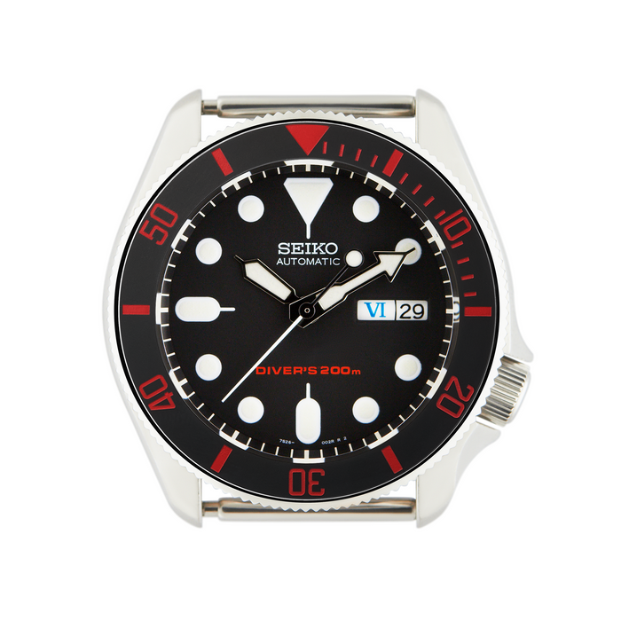 SKX007/SRPD Ceramic Bezel Insert: Sub style Sandblasted Black/Red