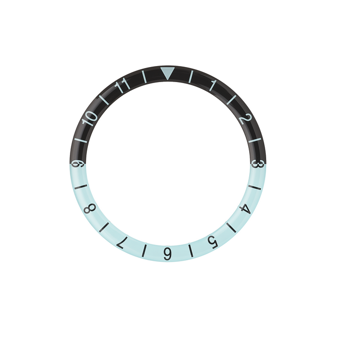 SKX007/SRPD Glass Bezel Insert: Dual Time Style Black/Sky Blue