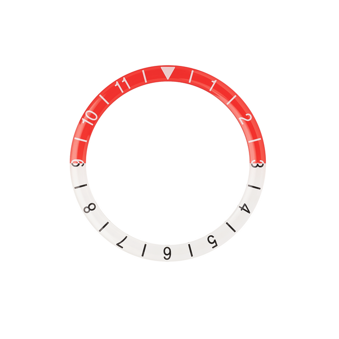 SKX007/SRPD Glass Bezel Insert: Dual Time Style Red/White