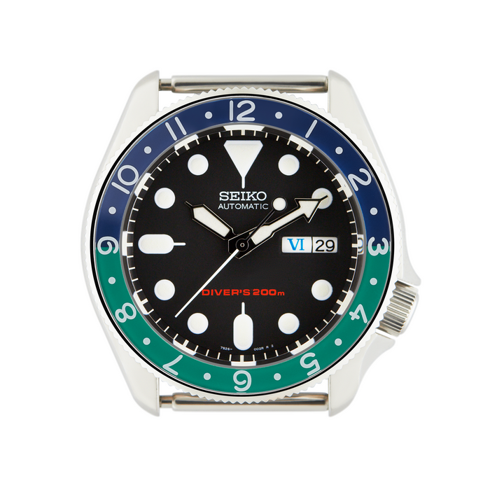 SKX007/SRPD Glass Bezel Insert: Dual Time Style Blue/Green
