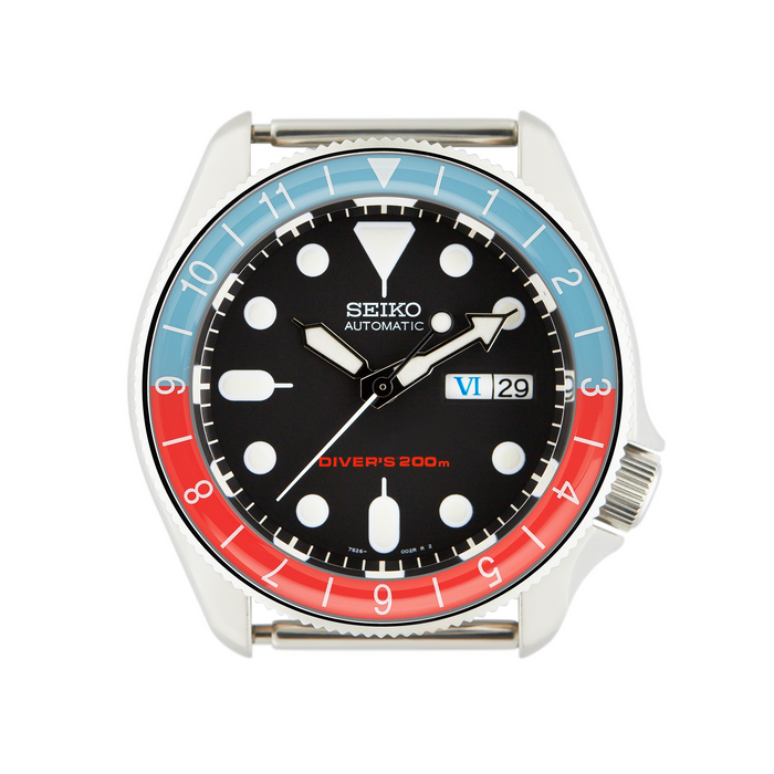 SKX007/SRPD Glass Bezel Insert: Dual Time Style Vintage Pepsi