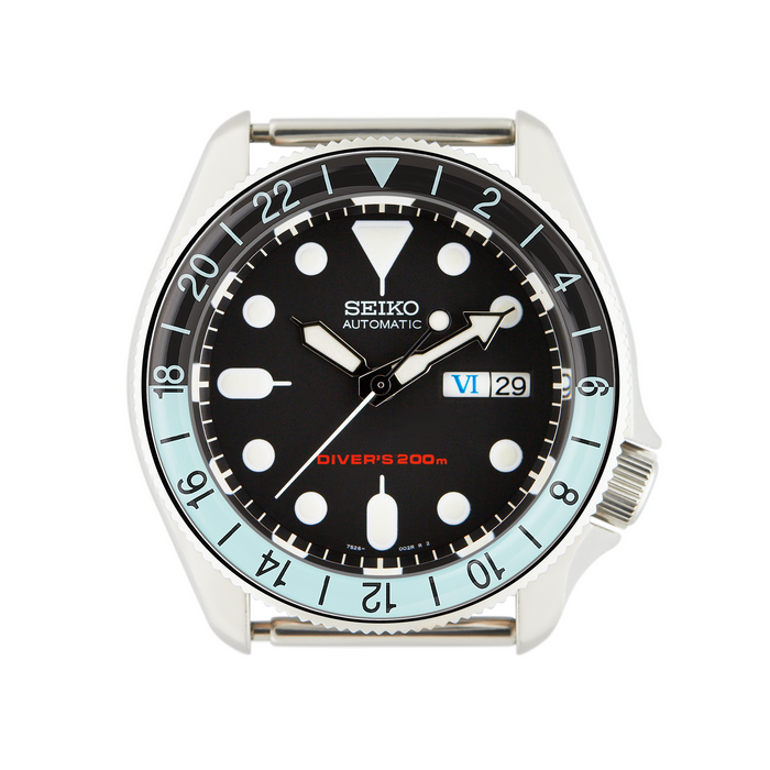 SKX007/SRPD Glass Bezel Insert: GMT Style Black/Sky Blue