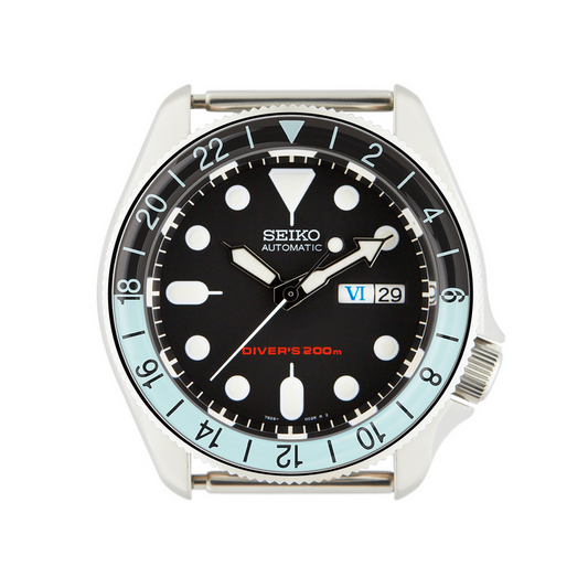 SKX007/SRPD Glass Bezel Insert: GMT Style Black/Sky Blue