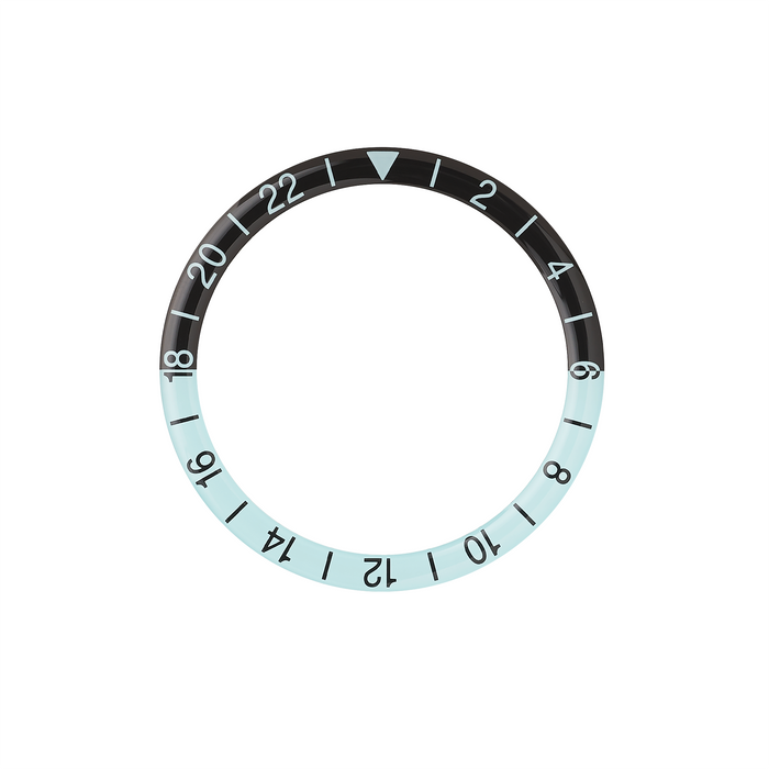 SKX007/SRPD Glass Bezel Insert: GMT Style Black/Sky Blue