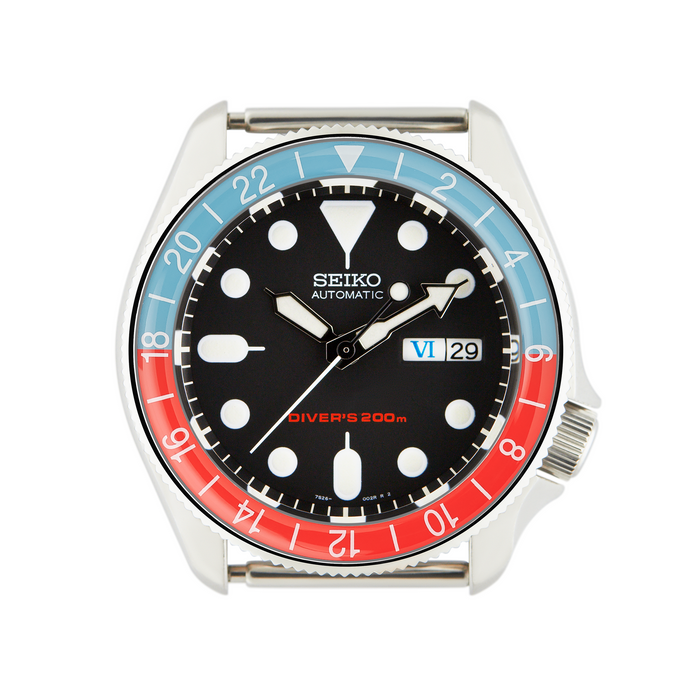 SKX007/SRPD Glass Bezel Insert: GMT Style Vintage Pepsi