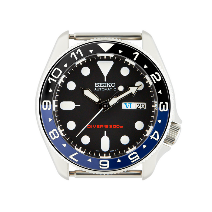 SKX007/SRPD Lumed Ceramic Bezel Insert: Dual Time Style Batman