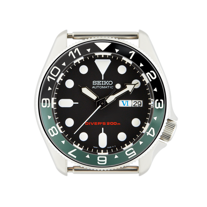 SKX007/SRPD Lumed Ceramic Bezel Insert: Dual Time Style Green/Black