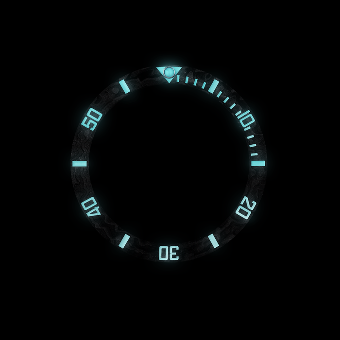 SKX007/SRPD Lumed Forged Carbon Bezel Insert: Sub Style Black