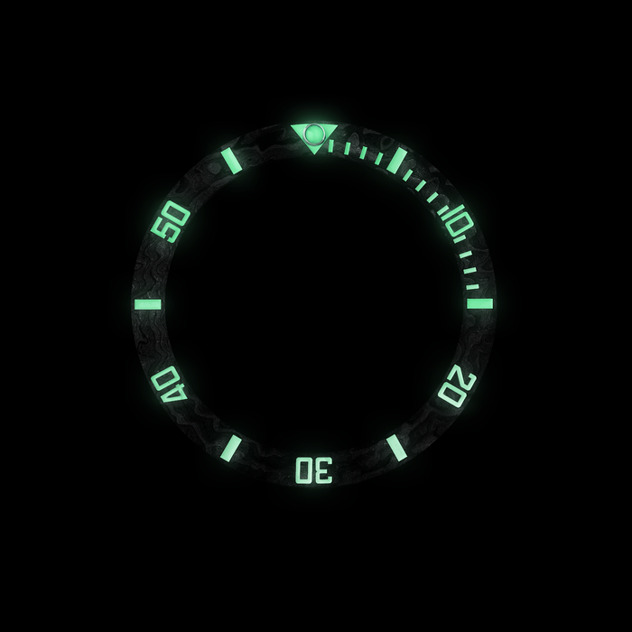 SKX007/SRPD Lumed Forged Carbon Bezel Insert: Sub Style Black