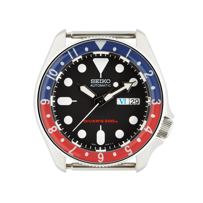 SKX007/SRPD Lumed Glass Bezel Insert: Vintage Dual Time Style Pepsi